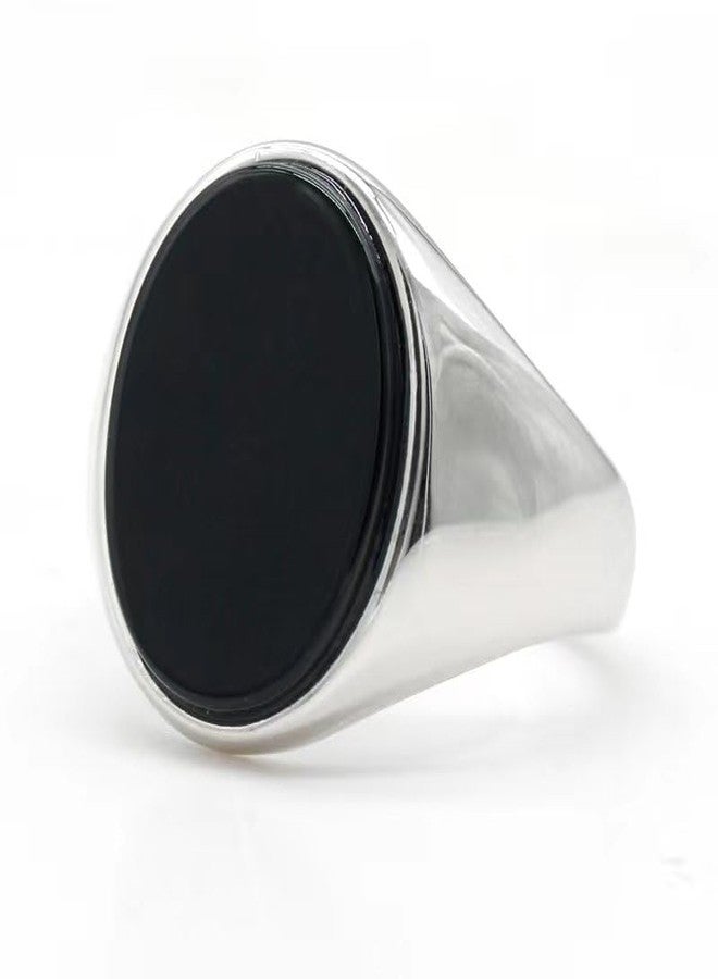 LovePlus S925 Sterling Silver Black Natural Agate Stone Brown Tiger Eye Stone Men's Ring Türkiye Handmade Agate Jewelry Luxury Ring for Men and Women Simple Design 6-13 (12 Black) - Image 3